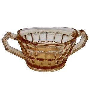 Vintage Light Amber Depression Glass Open Sugar Bowl Unmarked 1930s